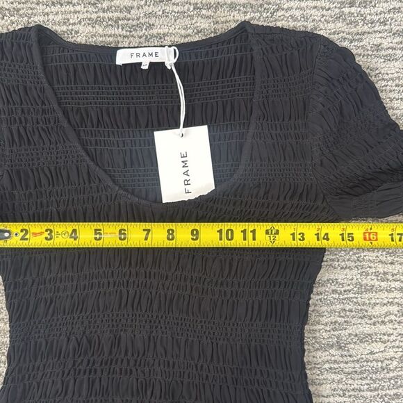 NWT Frame Ruched Black Ling Sleeve Blouse Small - Picture 9 of 11
